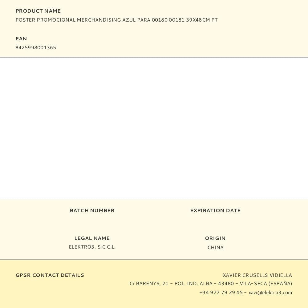 Poster promocional portugues merchandising azul para 00180 00181 39 x 48 cm