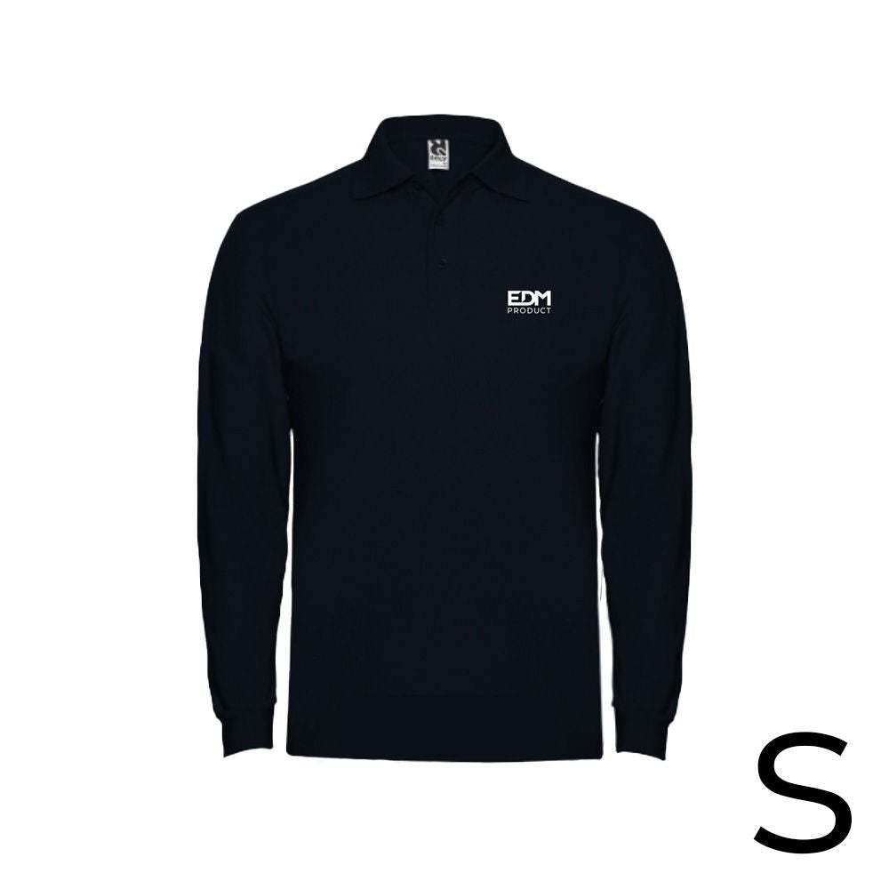 Polo negro manga larga talla-s 65% poliéster 35% algodon