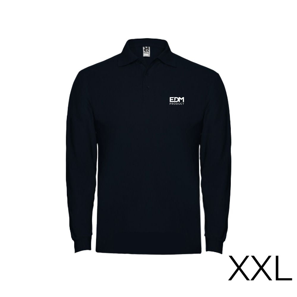 Polo negro manga larga talla-xxl 65% poliéster 35% algodon