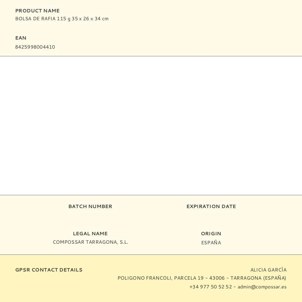 Bolsa de rafia 115 g 35 x 26 x 34 cm