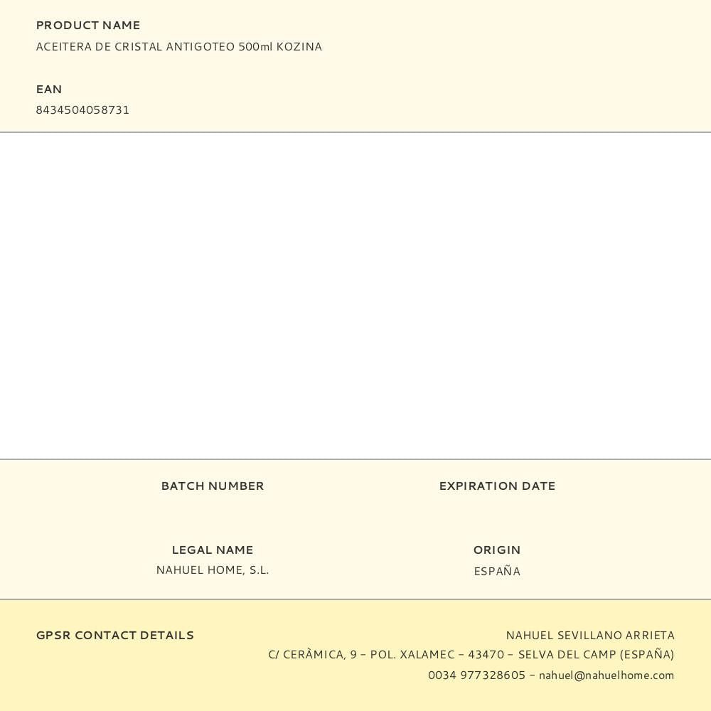 Aceitera de cristal antigoteo 500 ml