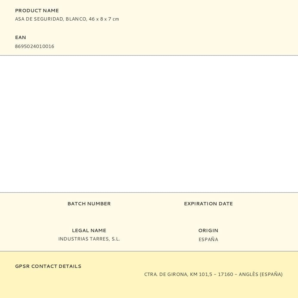 Asa de seguridad, blanco, 46 x 8 x 7 cm