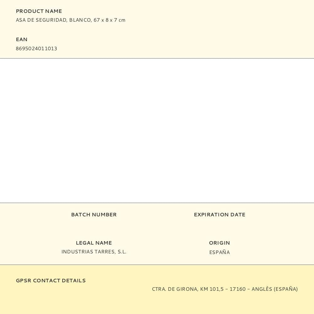 Asa de seguridad, blanco, 67 x 8 x 7 cm