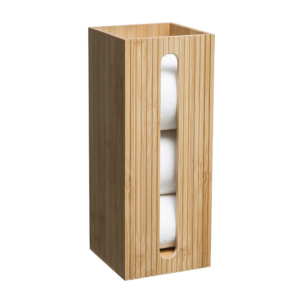 Portarrollos de repuesto wc de bambú 36 x 14.5 x 14.5 cm