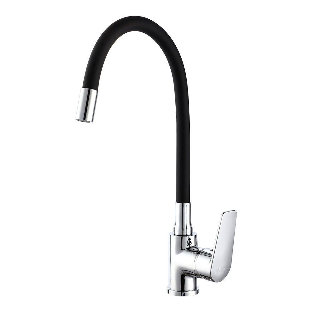 Grifo monomando de cocina caño alto flexible negro serie baiona