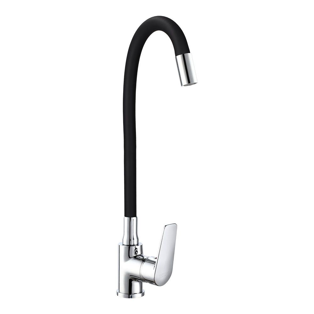 Grifo monomando de cocina caño alto flexible negro serie baiona
