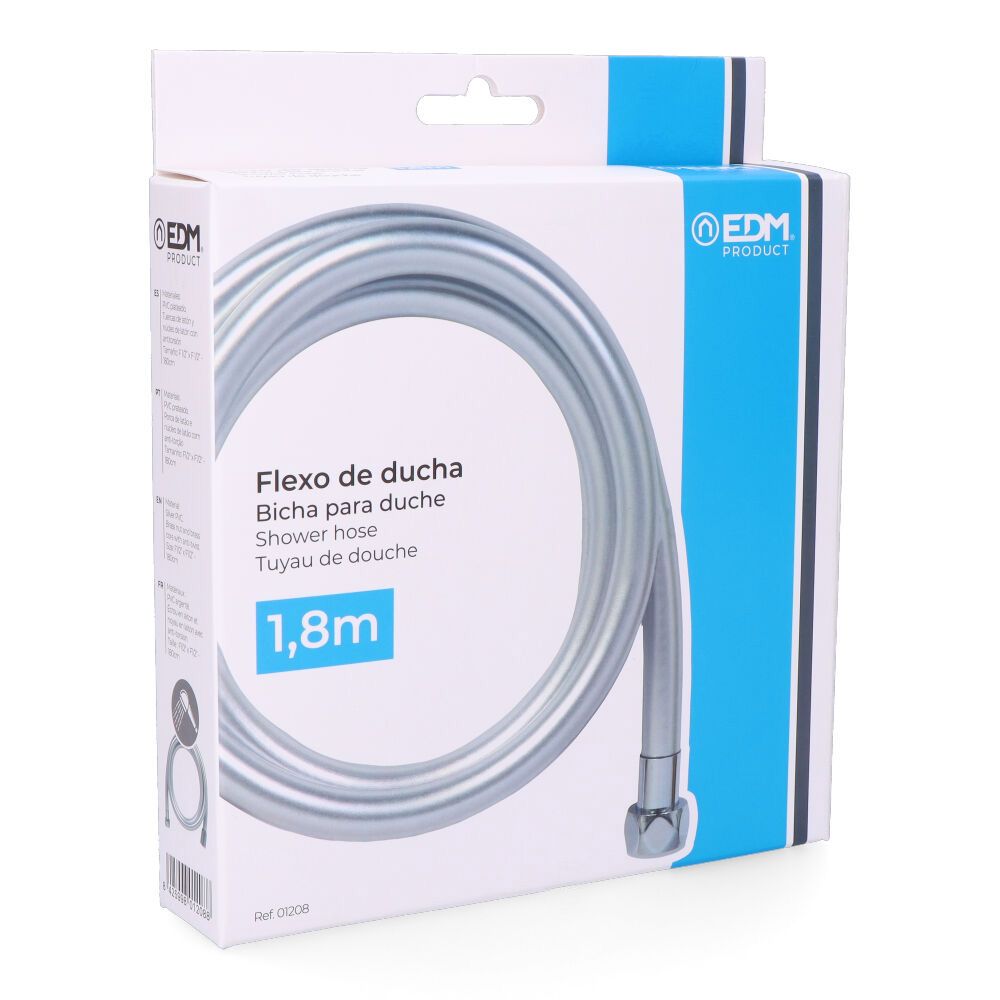 Flexo de ducha pvc color cromo 1,8 m