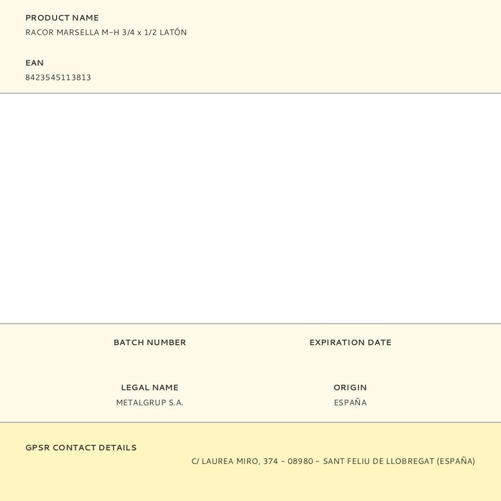 Racor marsella m-h 3/4 x 1/2 latón