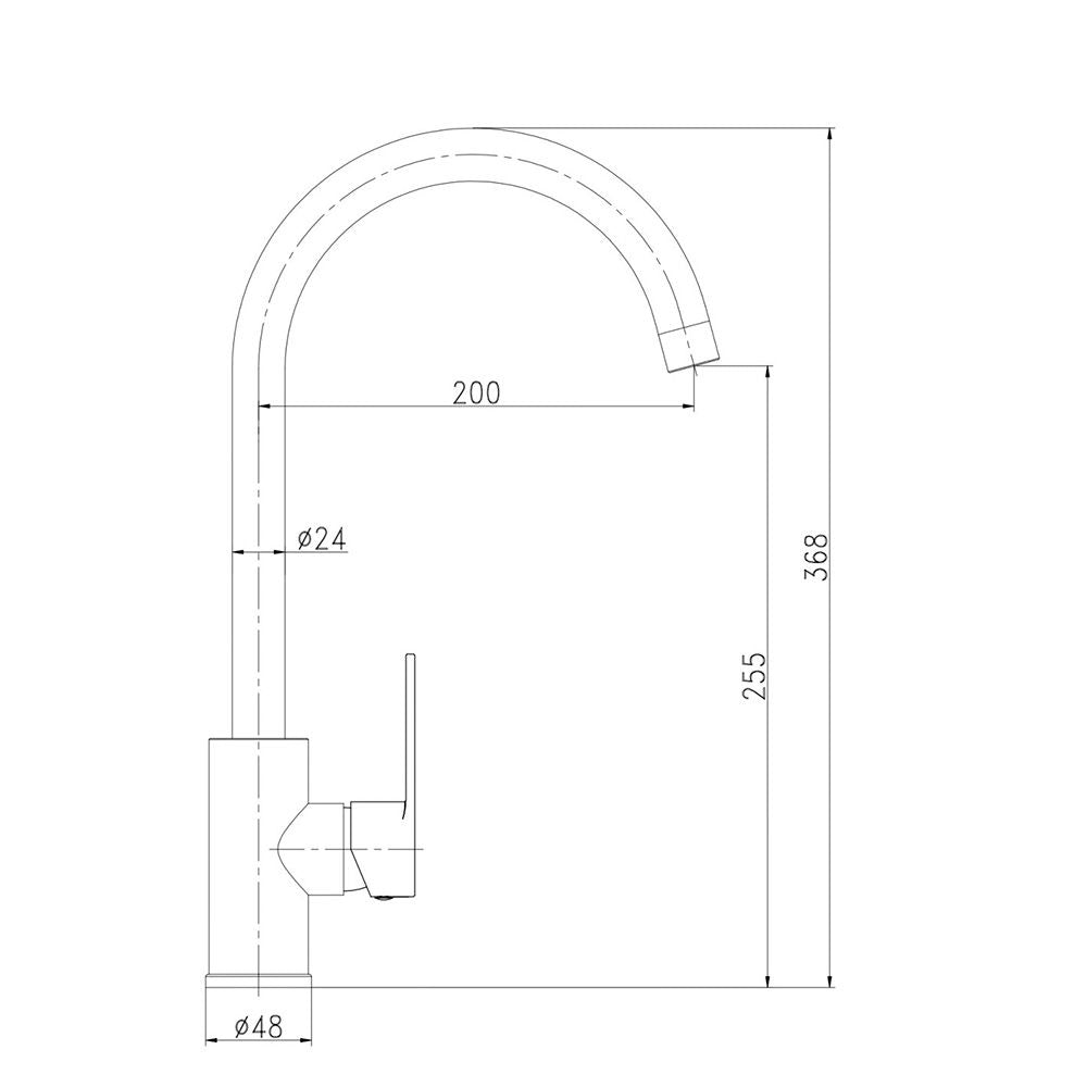 Grifo monomando de cocina caño alto negro mate serie miño