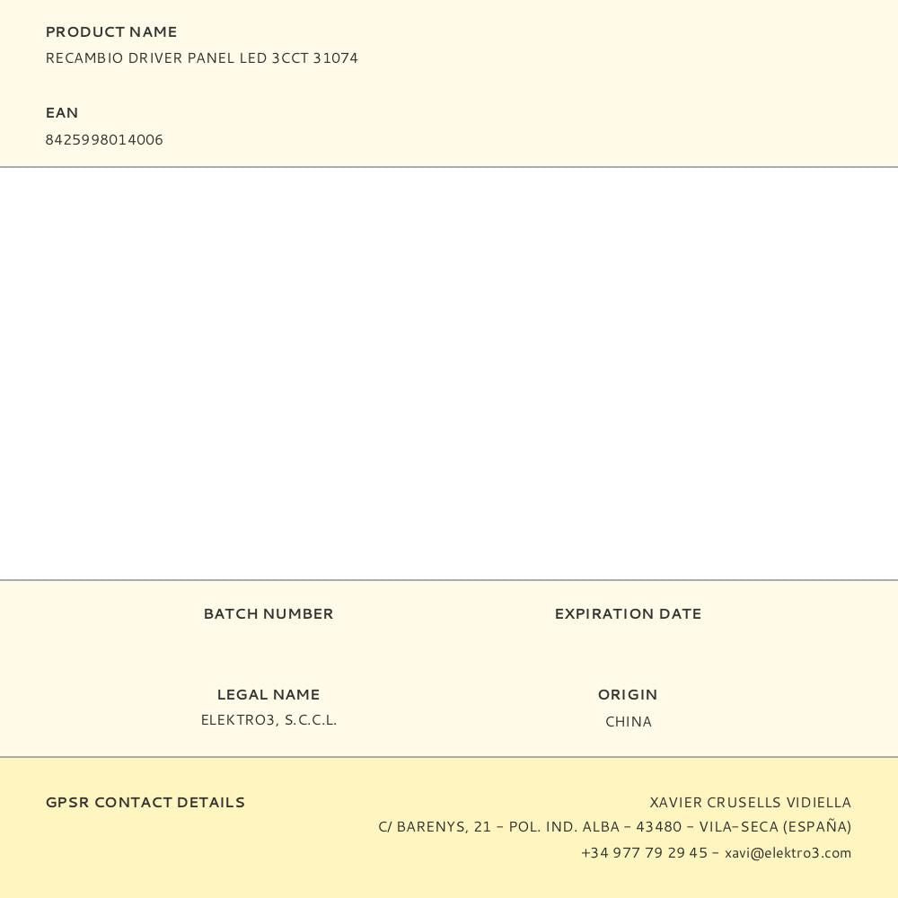 Recambio driver panel led 3cct 31074