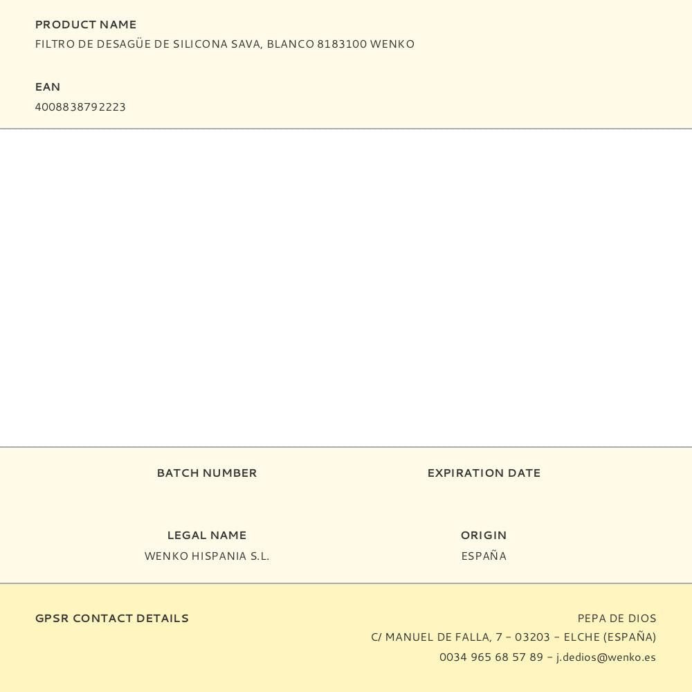 Filtro de desagüe de silicona sava, blanco 8183100 wenko