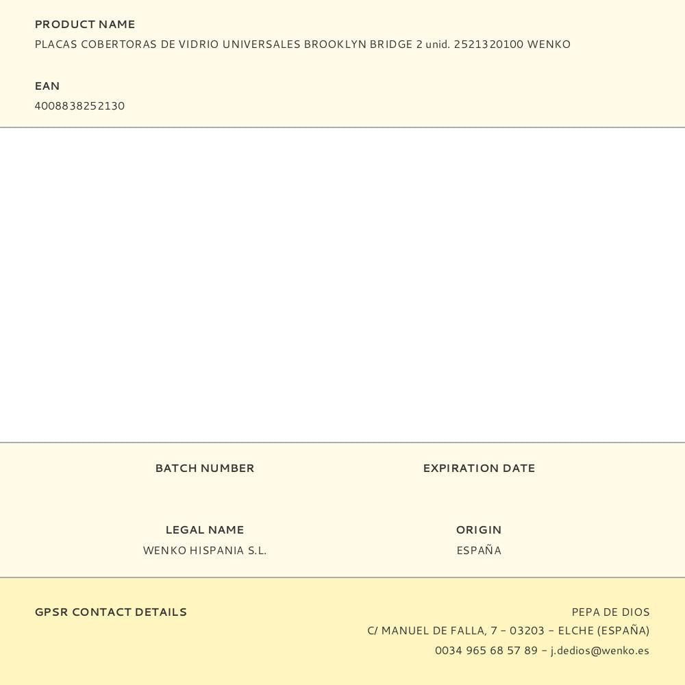 Placas cobertoras de vidrio brooklyn bridge 30 x 52 cm, 2 uds