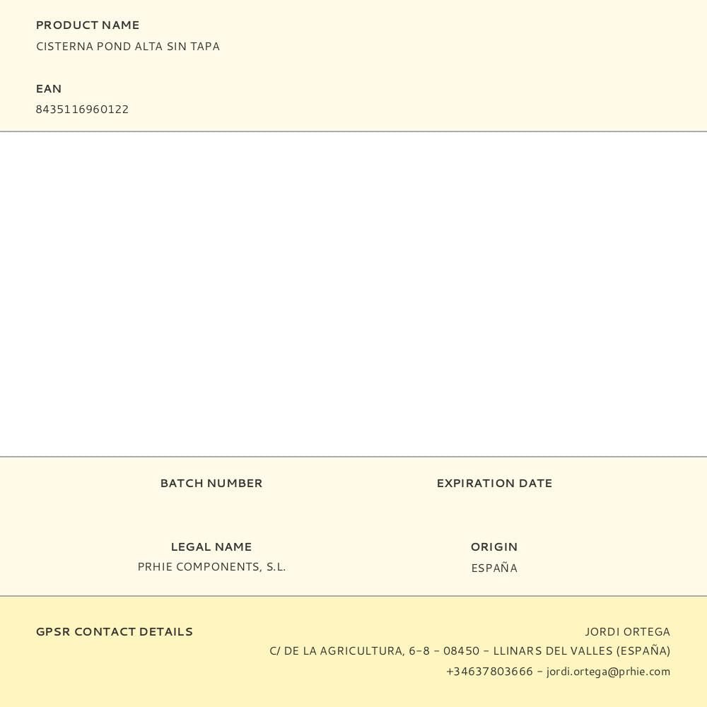 Cisterna pond alta sin tapa