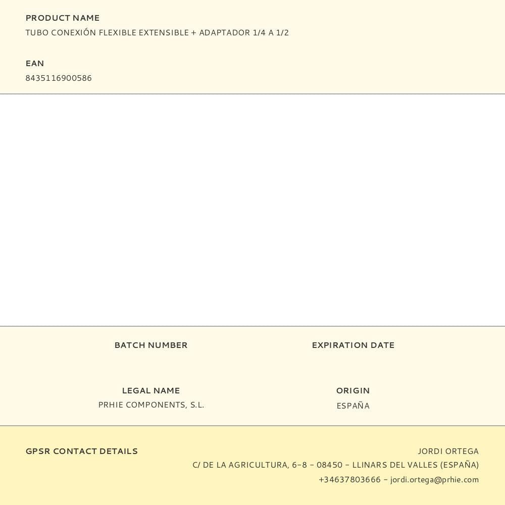 Tubo conexión flexible extensible + adaptador 1/4 a 1/2