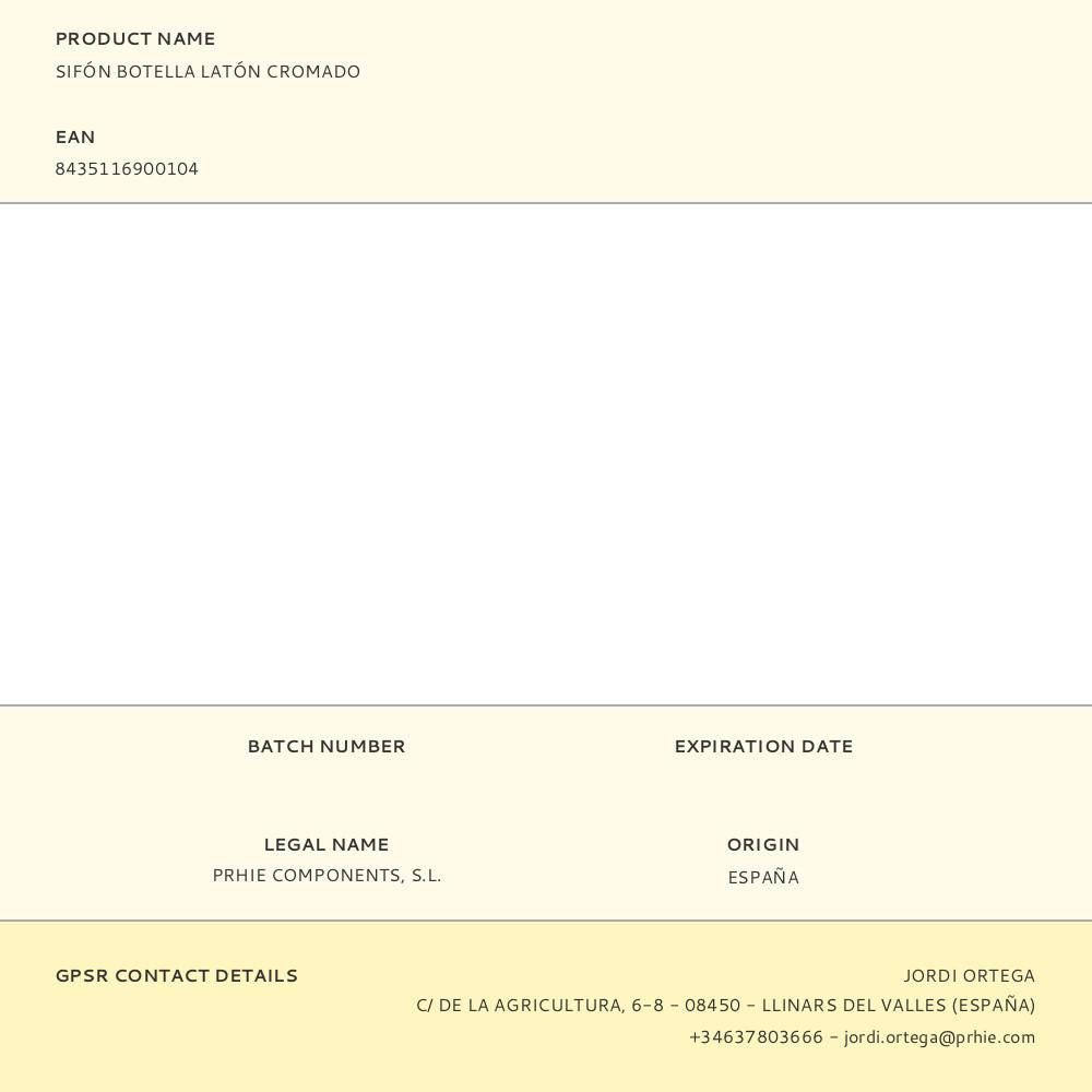 Sifón botella latón cromado