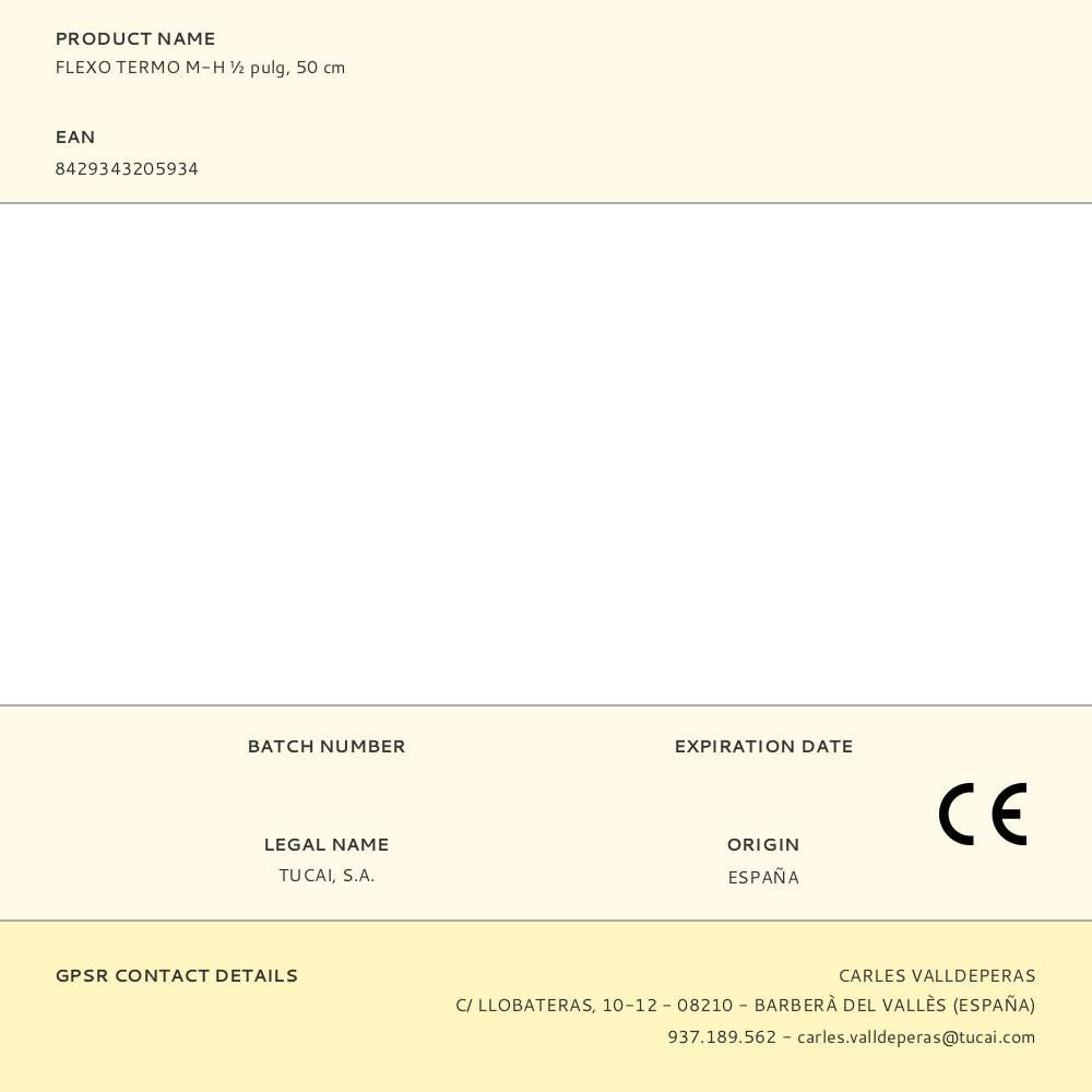 Flexo termo m-h ½ pulg, 50 cm