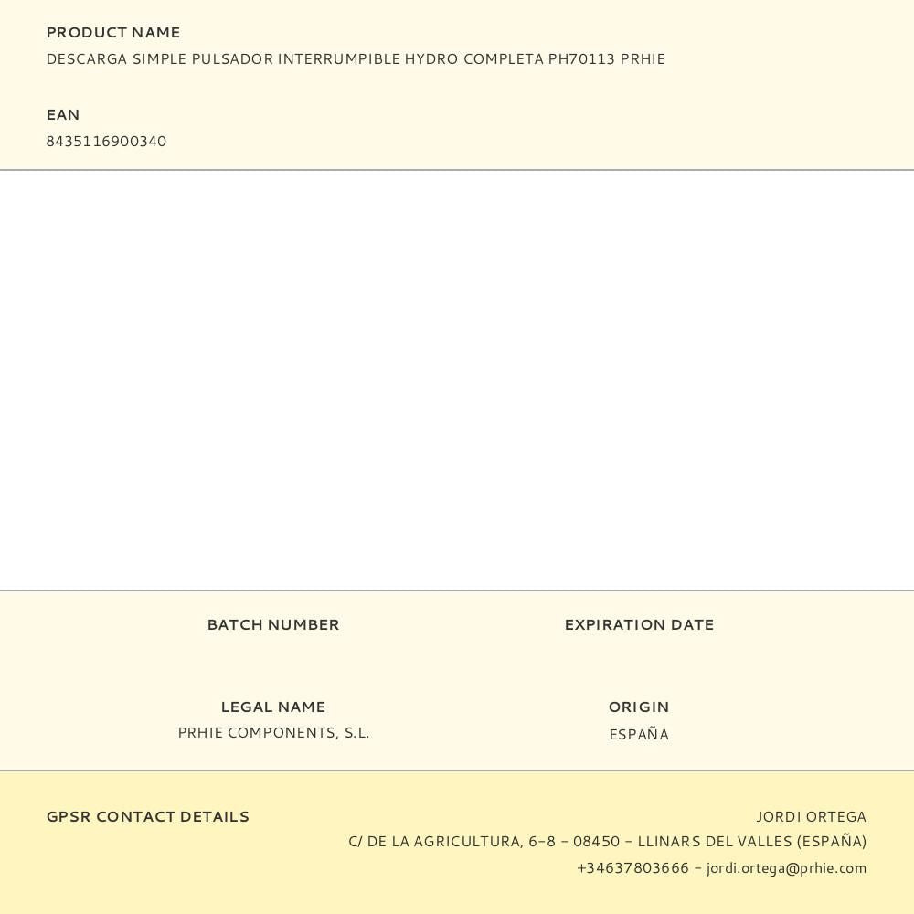 Descarga simple pulsador interrumpible hydro completa ph70113 prhie