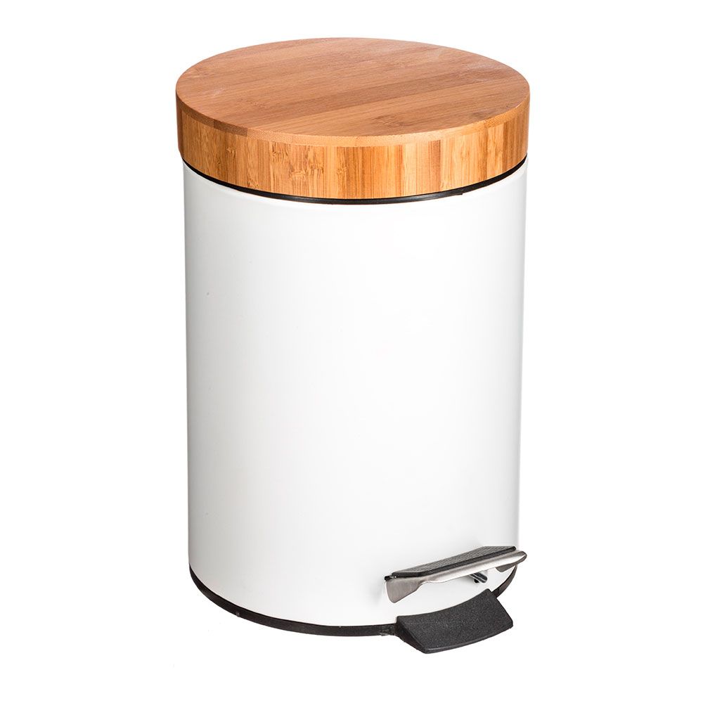 Papelera pedal bambu-blanco 3 l