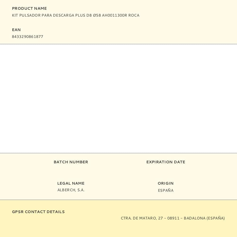 Kit pulsador para descarga plus d8 ø58 ah0011300r roca