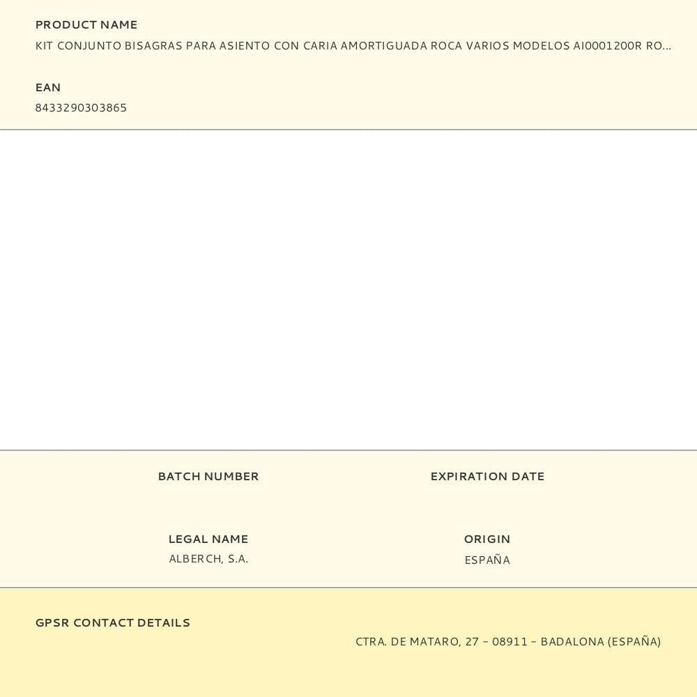 Kit conjunto bisagras para asiento con caria amortiguada roca varios modelos ai0001200r roca