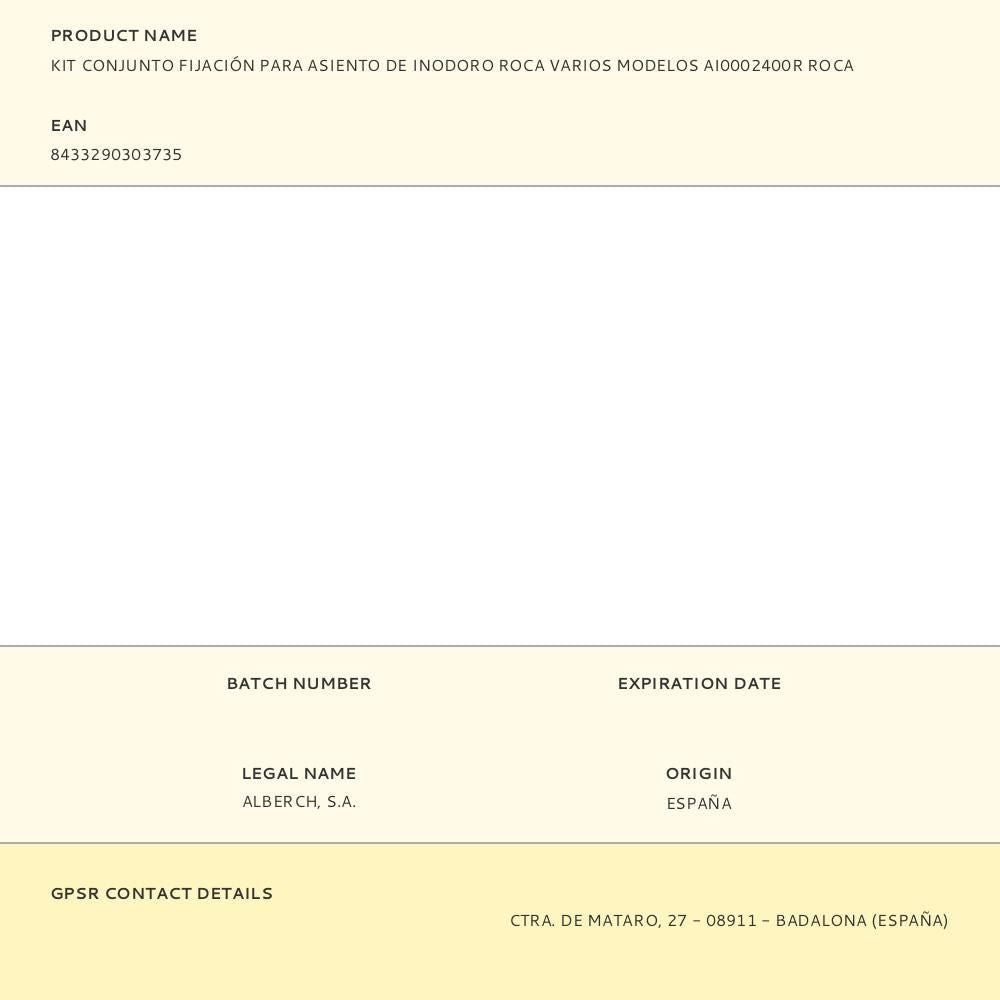 Kit conjunto fijación para asiento de inodoro roca varios modelos ai0002400r roca