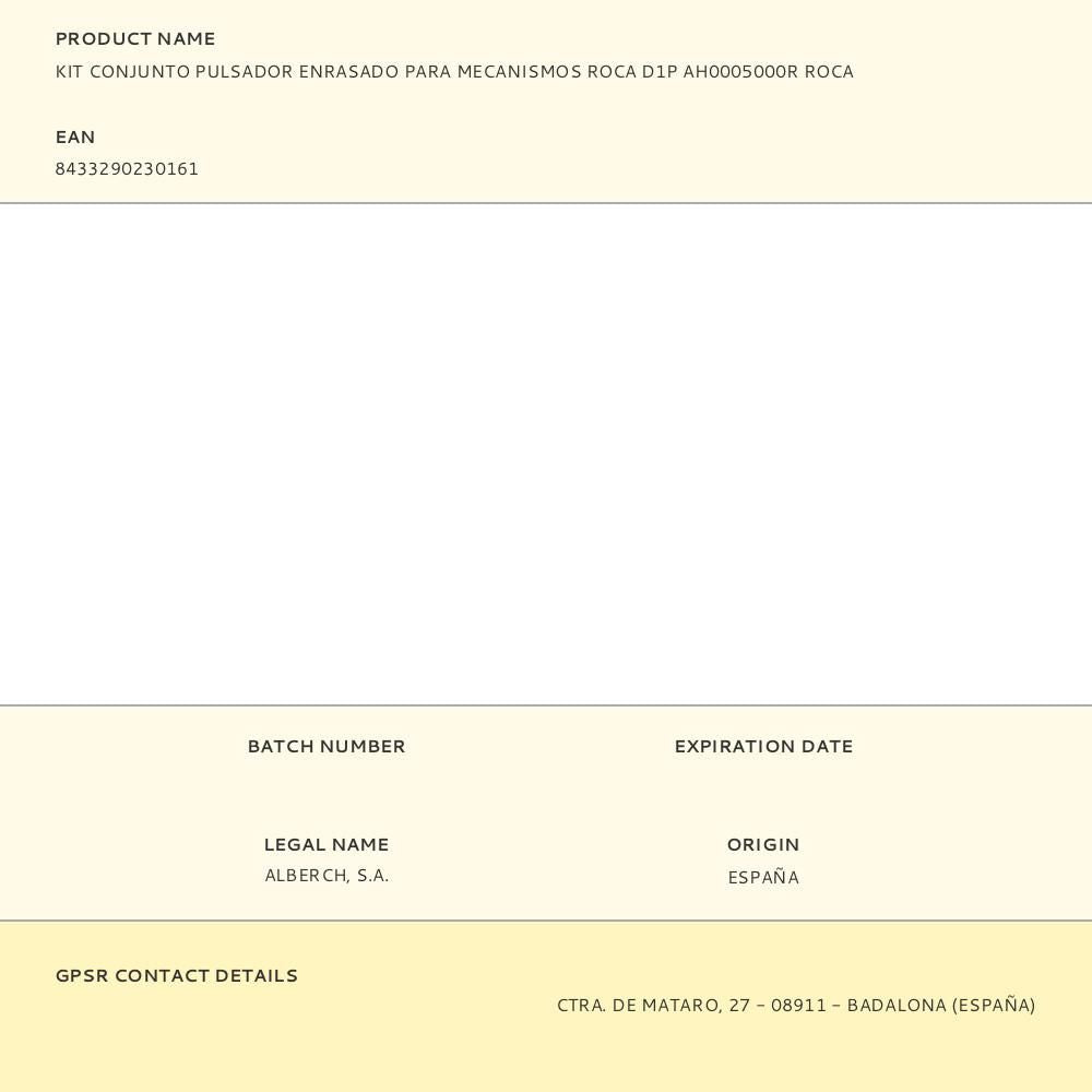 Kit conjunto pulsador enrasado para mecanismos roca d1p ah0005000r roca