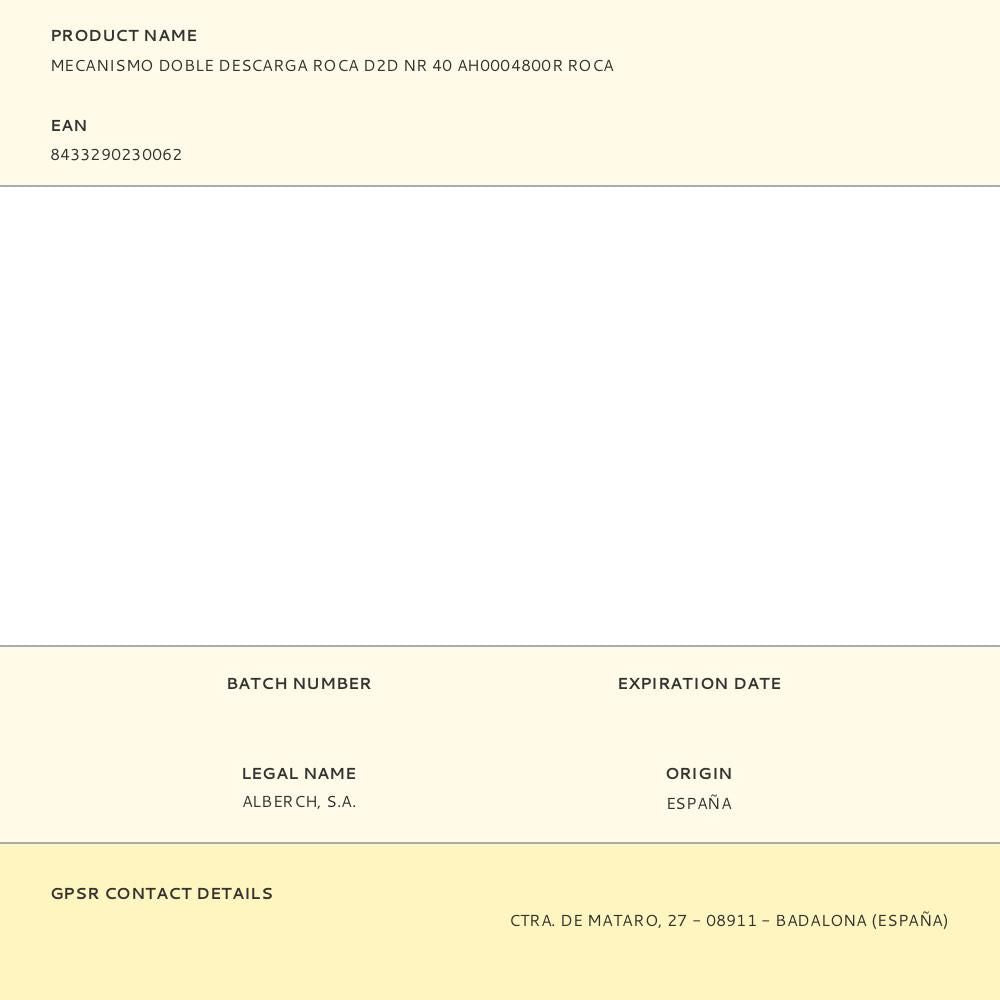 Mecanismo doble descarga roca d2d nr 40 ah0004800r roca