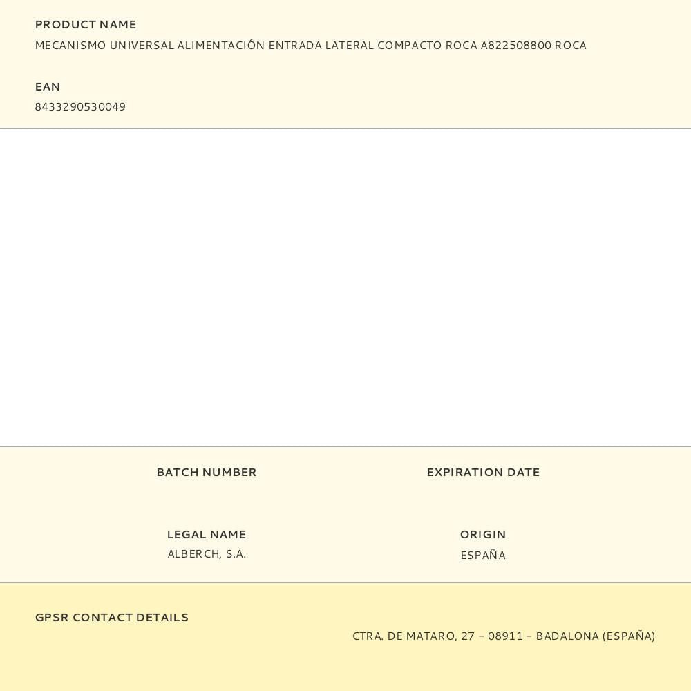 Mecanismo universal alimentación entrada lateral compacto roca a822508800 roca