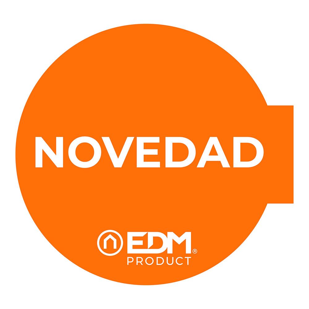 Display promoción módulo castellano "novedad" edm ø 20cm. contiene soporte adhesivo 02942.