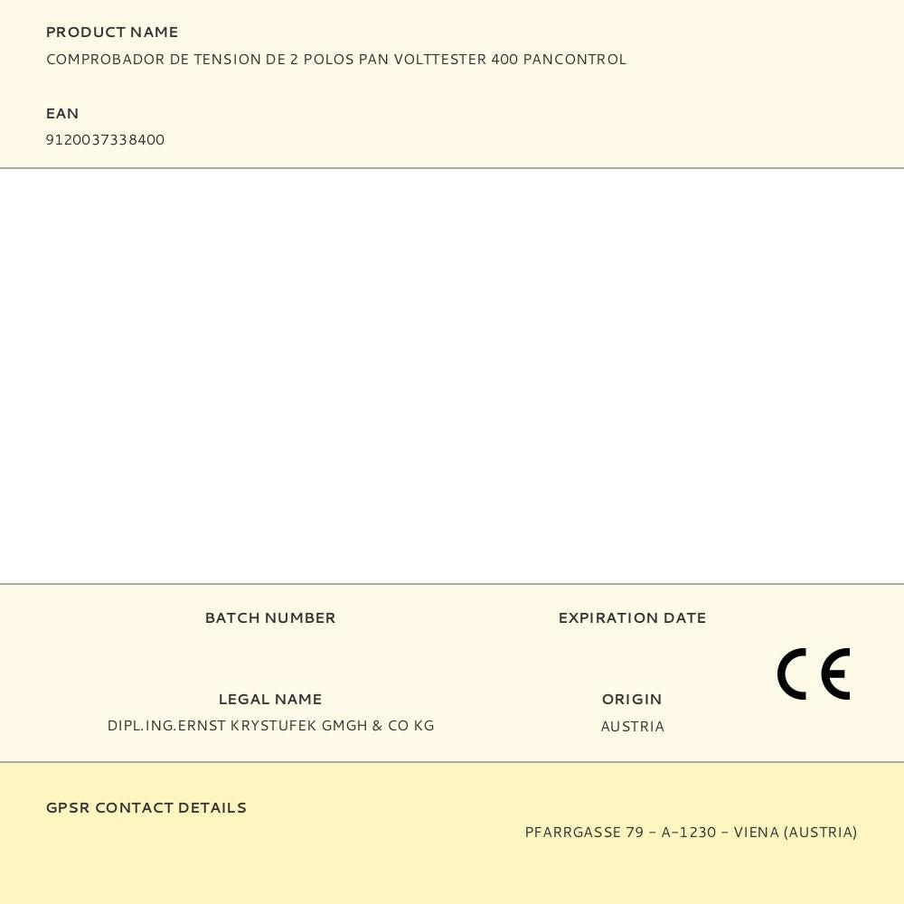 Comprobador de tension de 2 polos pan volttester 400 pancontrol