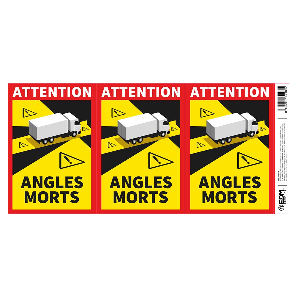 Pack 3 adhesivos "angles morts" camión 17 x 25 cm