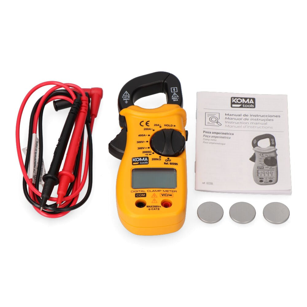 Pinza amperimétrica digital cat iii 400 a 300 v, 62 x 32,5 x 151 mm
