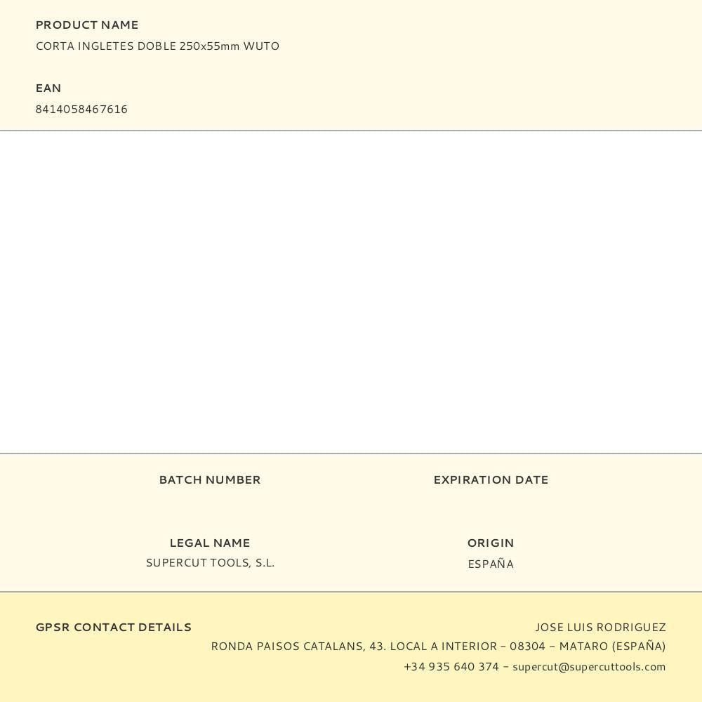 Corta ingletes doble, 250 x 55 mm