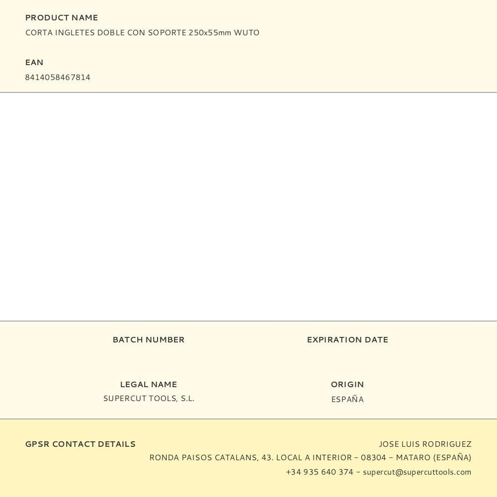 Corta ingletes doble con soporte 250 x 55 mm