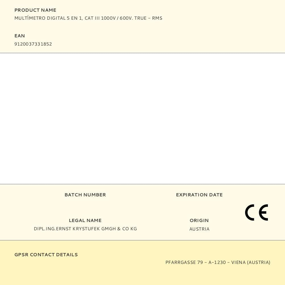 Multímetro digital 5 en 1, cat iii 1000v / 600v. true - rms