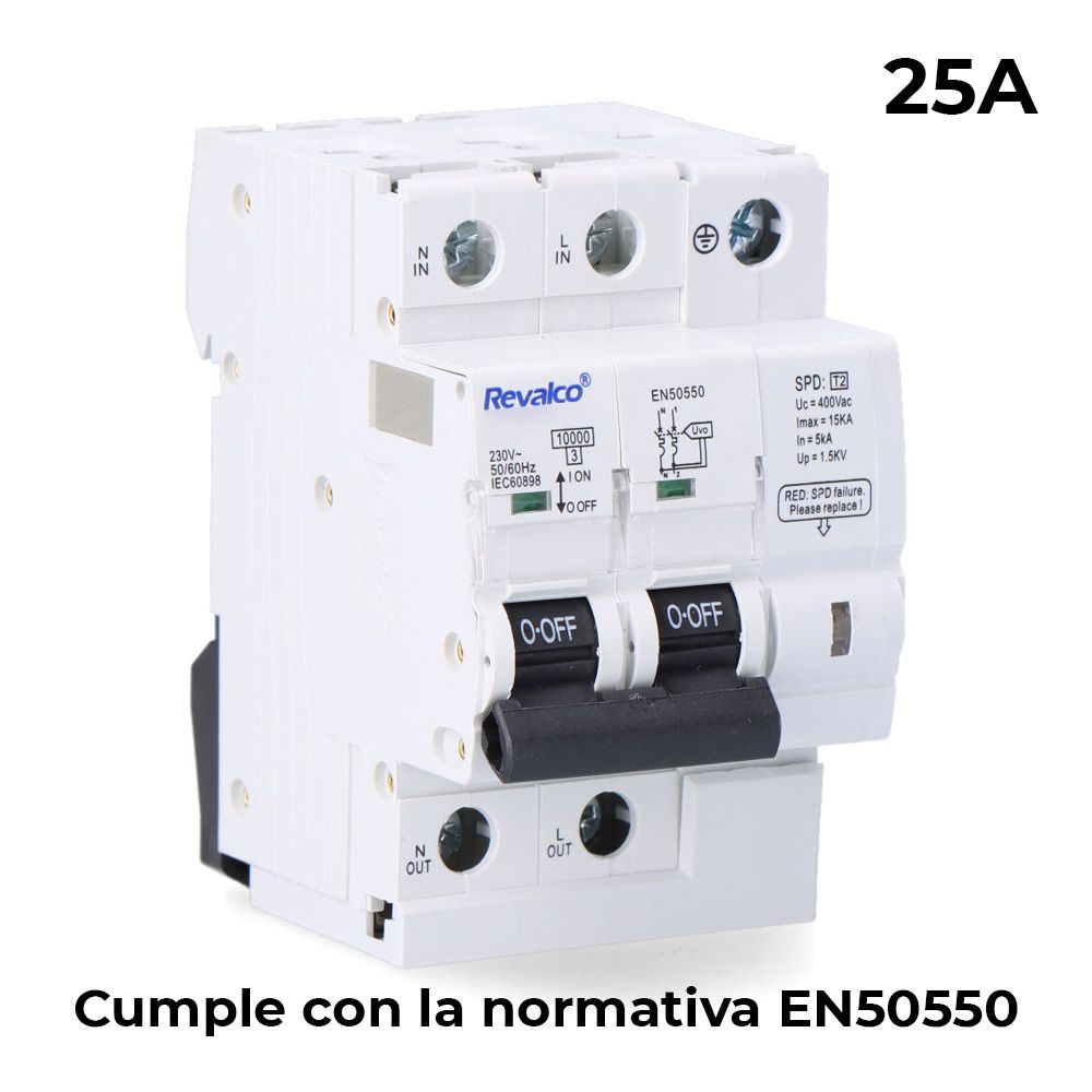 Iga 2p 25a c 10ka - protector de sobretension permanente segun normativa en-50550 y transitorio 5-15ka 275v