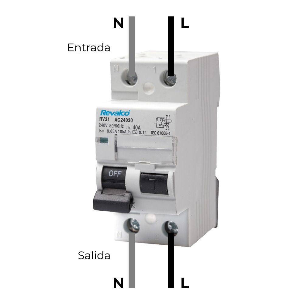 Interruptor diferencial 2 polos revalco 40a