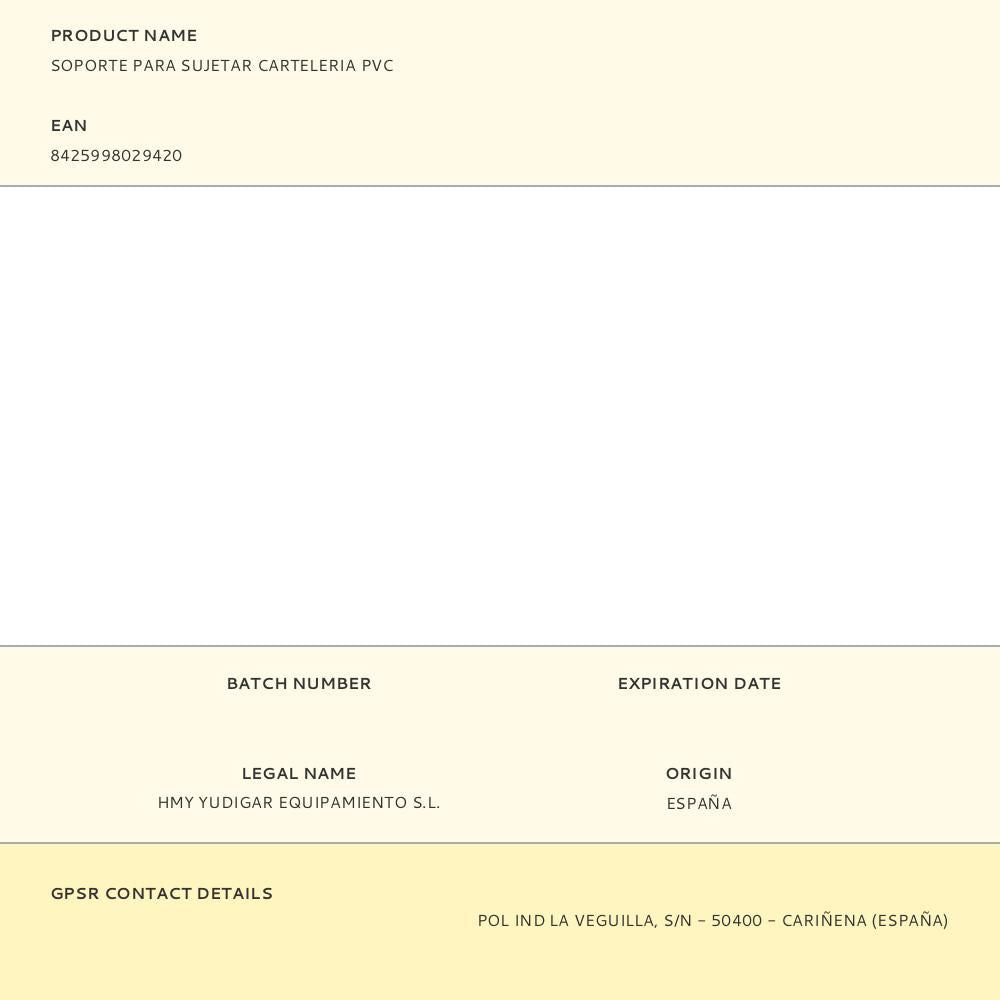 Soporte para sujetar carteleria pvc