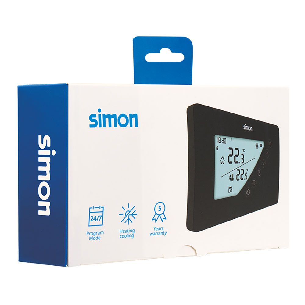 Termostato digital con programación semanal, negro