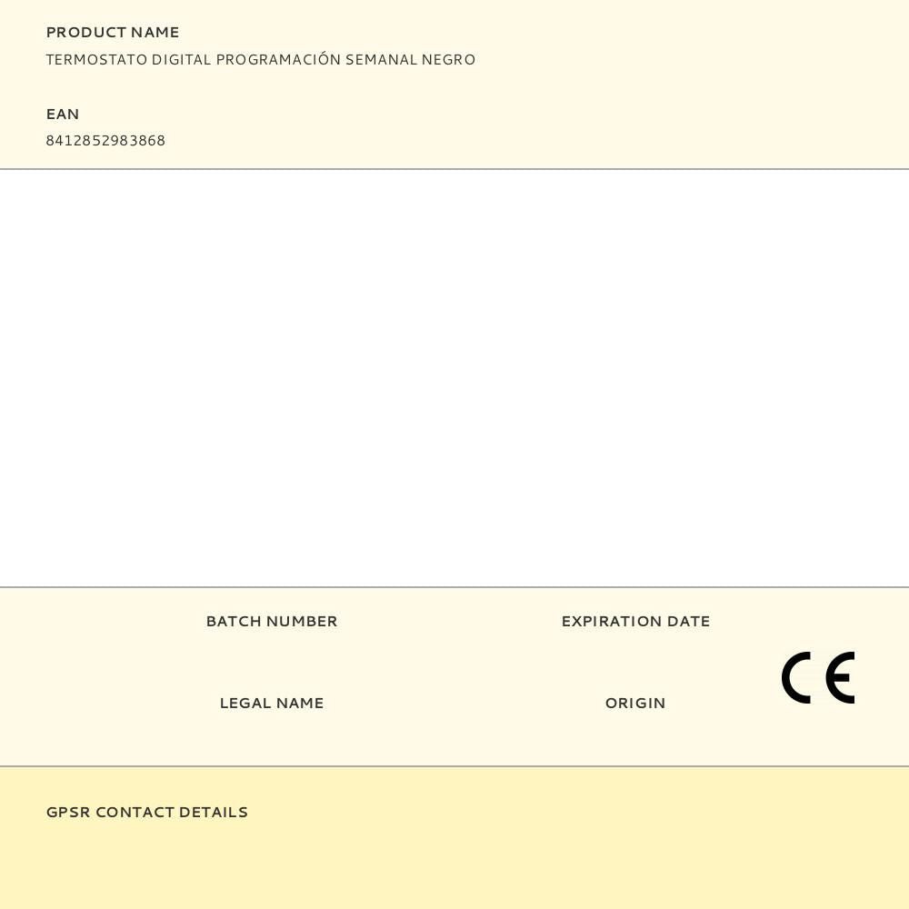 Termostato digital con programación semanal, negro