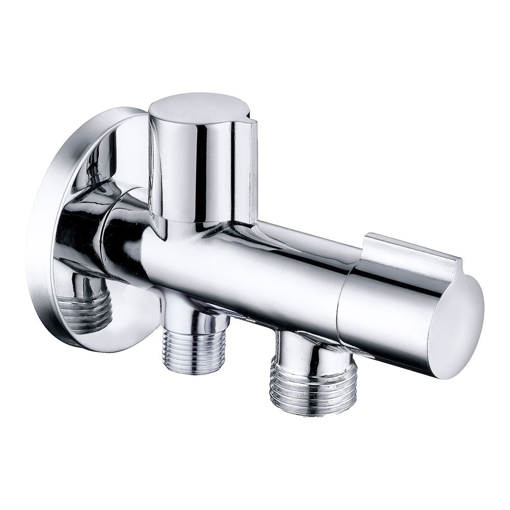 Válvula de escuadra doble ½ x ½ x 3/8 pulg, 114 x 67 mm