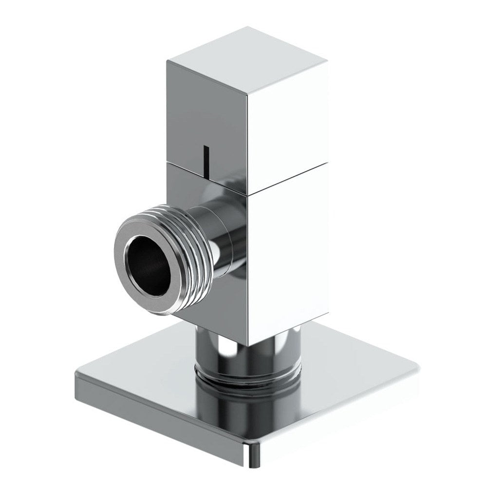 Válvula escuadra modelo deco con mando cuadrado, silver, ½ x ½ pulg