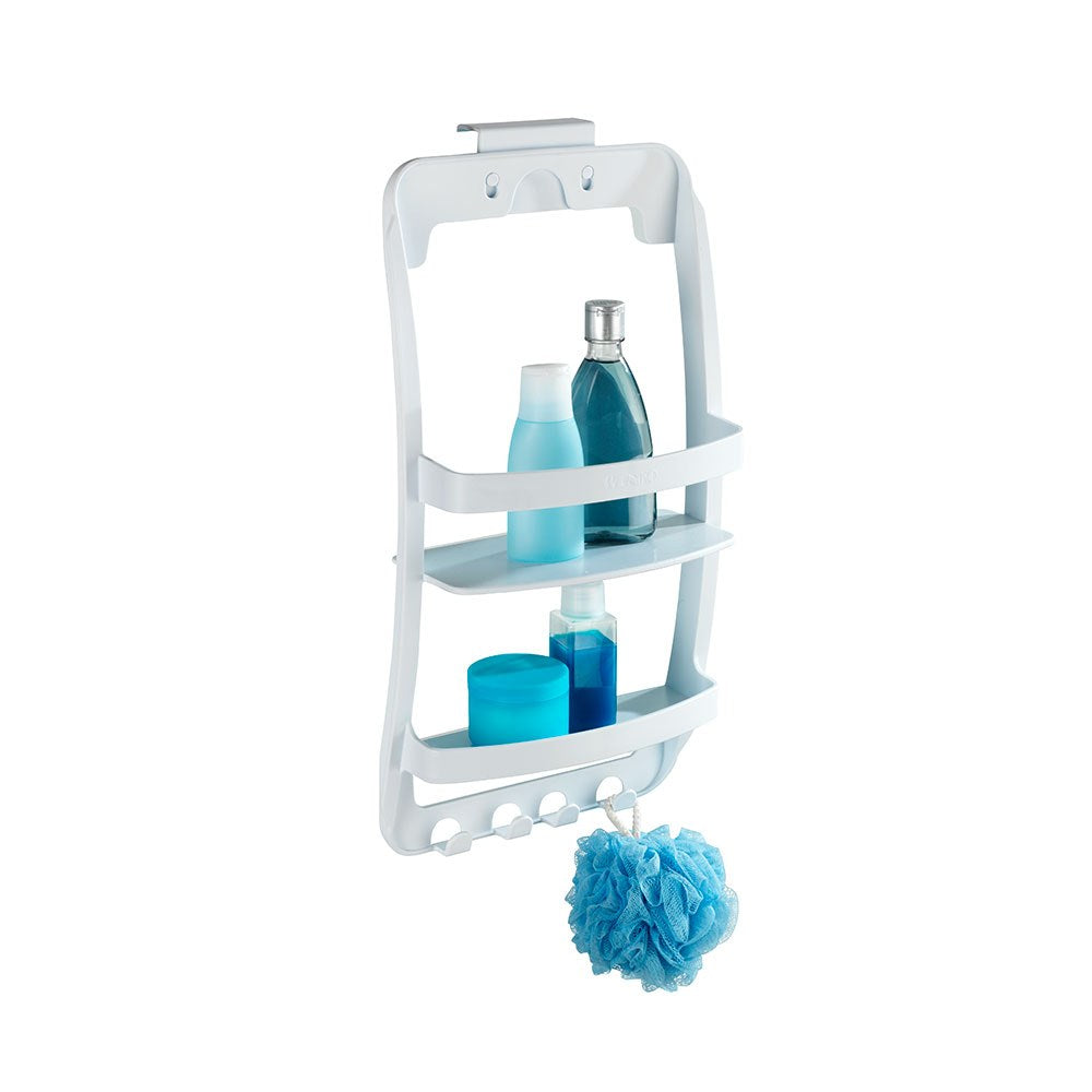 Estante de baño, blanco, con fijación polivalente, universal, 26 x 11,5 x 50 cm