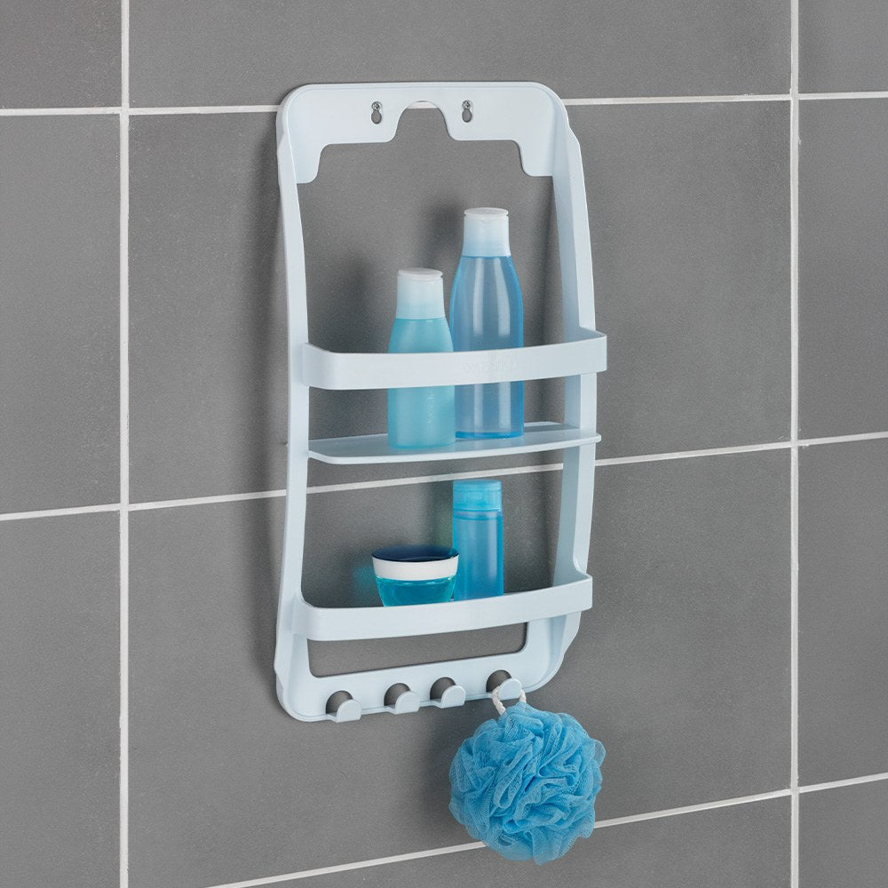 Estante de baño, blanco, con fijación polivalente, universal, 26 x 11,5 x 50 cm