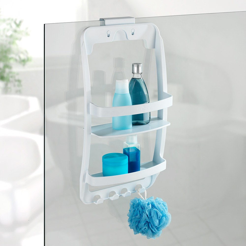 Estante de baño, blanco, con fijación polivalente, universal, 26 x 11,5 x 50 cm