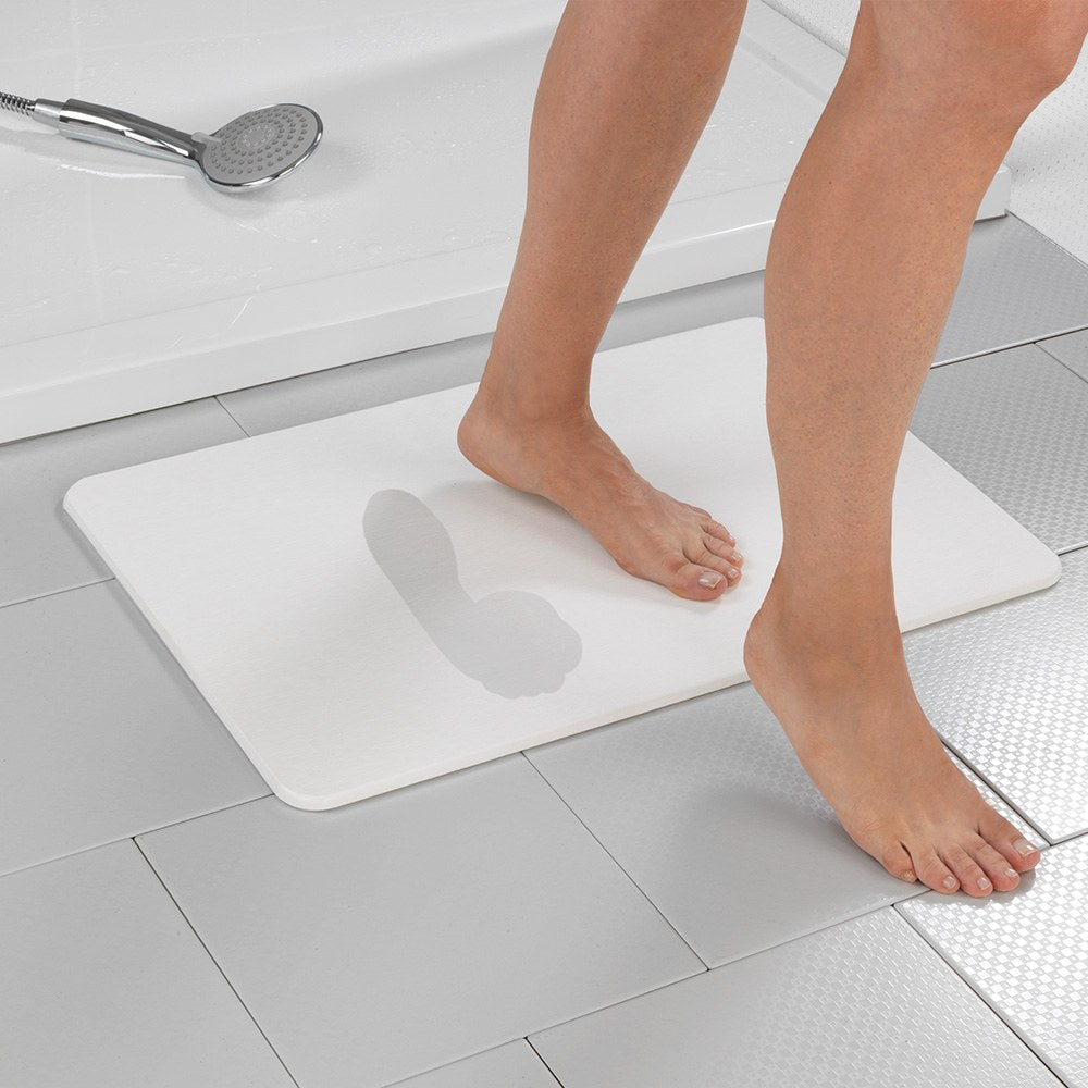 Alfombra de baño antideslizante de diatomita, blanco, 60 x 39 cm