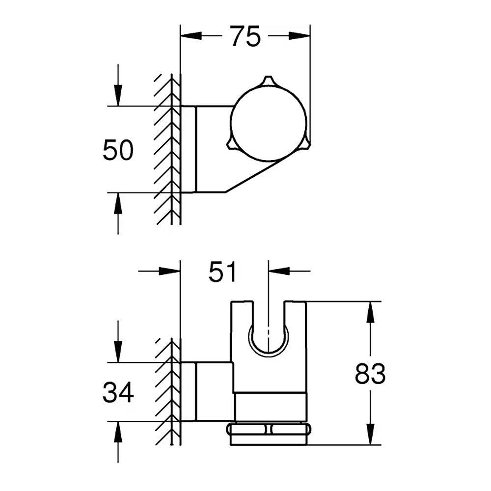Soporte de pared serie vitalio universal con acabado cromado