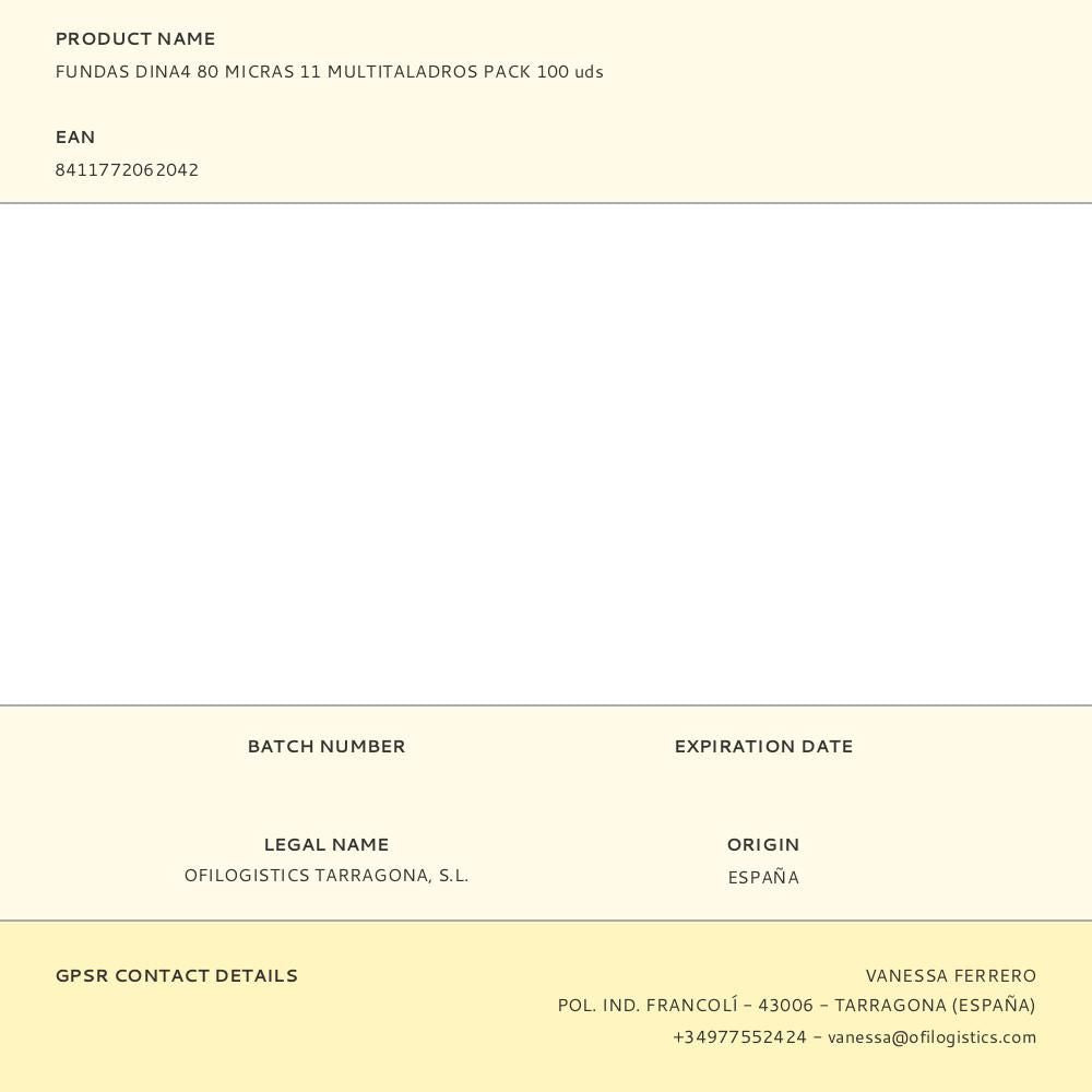 Fundas dina4 80 micras 11 multitaladros pack 100 uds