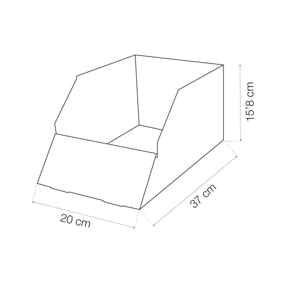 Caja expositora material electrico, 200 x 370 x 158 mm