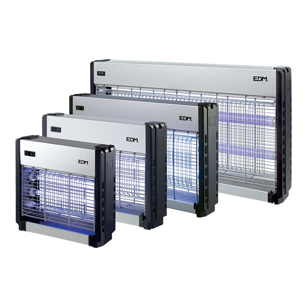 Mata insectos profesional eléctrico, cromo/negro, 2 x 15w - 100 m² - 48 x 9 x 30 cm